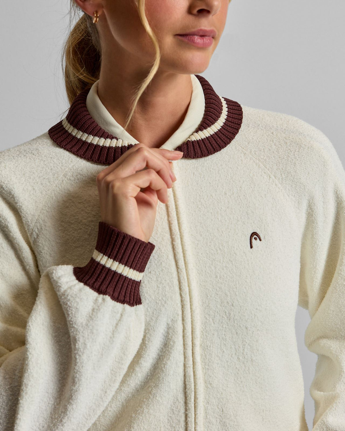 Womens Knit Raglan Jacket Cream