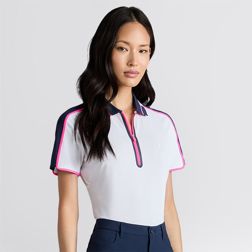 Womens Contrast Panel Tech Pique Polo Snow