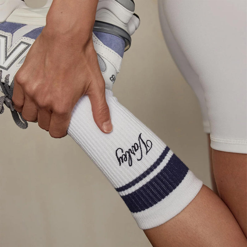 Womens Lamar Club Stripe Socks White/Blue Nights