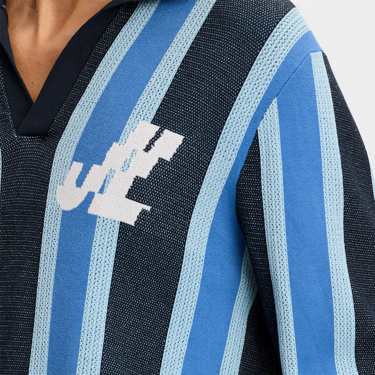 Silas Stripe Knit Polo JL Navy