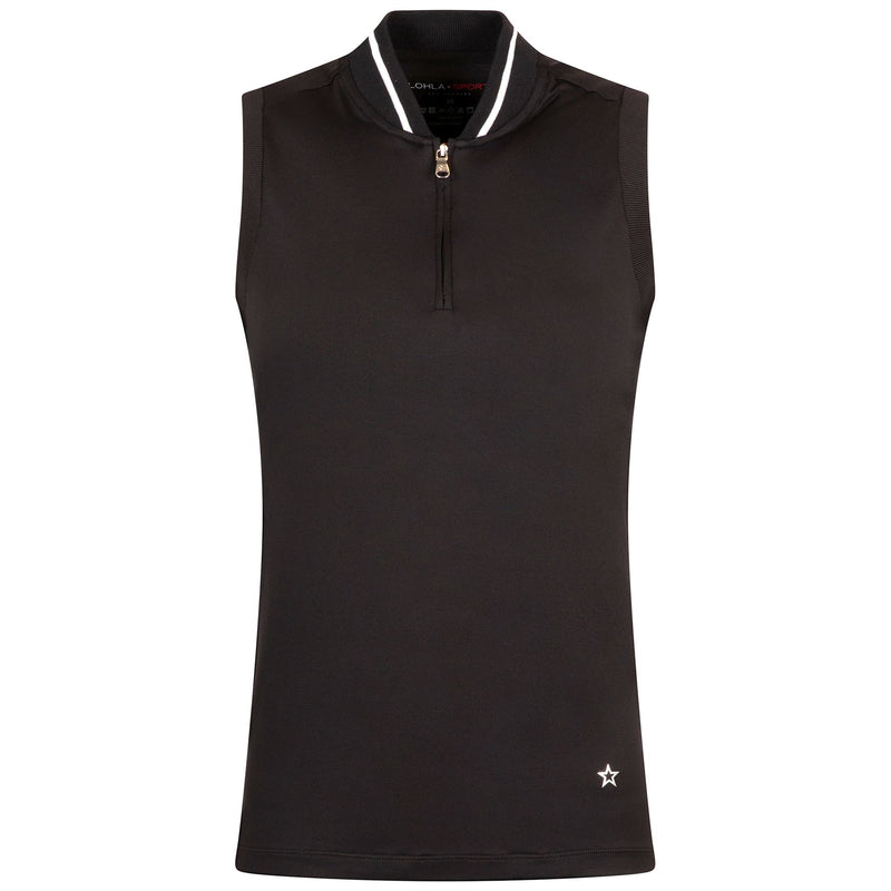 Womens The Maddie Sleeveless Polo Black