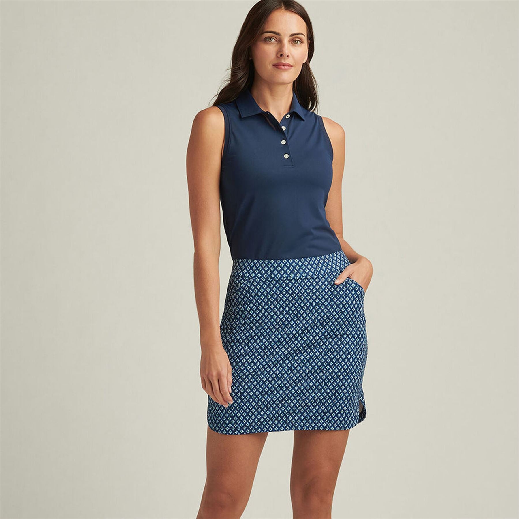 Womens Ocean Ikat Alice Petal Hem Skort Navy