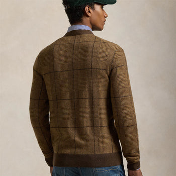 Merino Knit Patterned Cardigan Brown