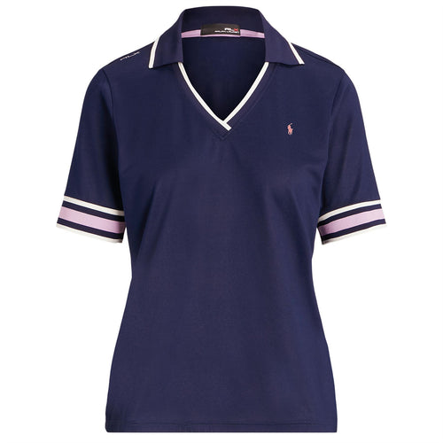 Womens Tour Pique Cricket Polo Shirt French Navy/Light Mauve/Chic Cream - AW23