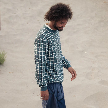 Malbon Golf Bucket Weave Crewneck Bistro Green | TRENDYGOLFUSA.COM