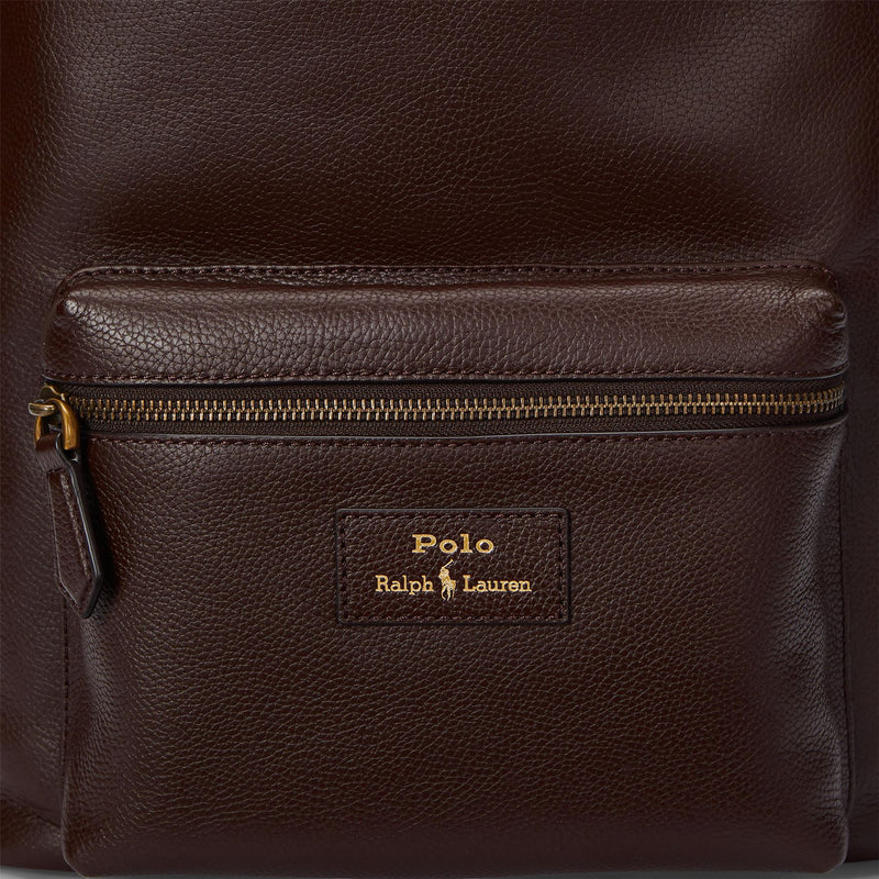 Polo Golf Pebble Leather Dome Large Backpack Dark Brown