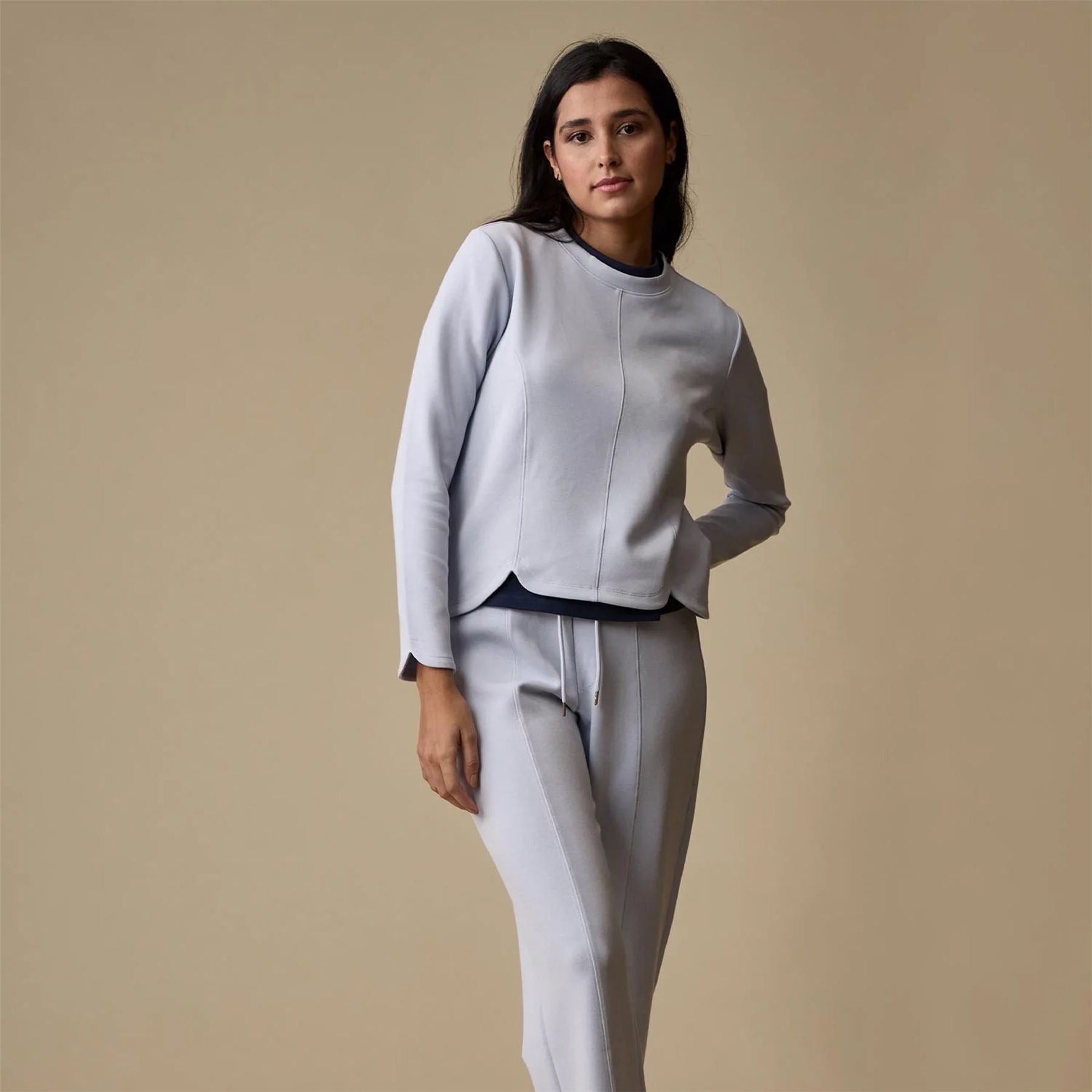 Womens Tulip Crewneck Knit Periwinkle