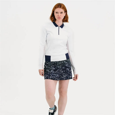 Womens LS Trim Polo White/Navy