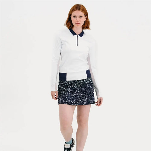 Womens LS Trim Polo White/Navy