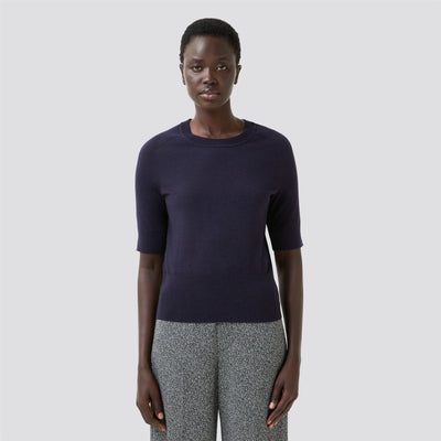 Womens Izzy Short Sleeve Sweater Navy