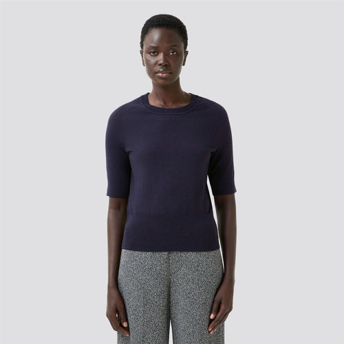 Womens Izzy Short Sleeve Sweater Navy