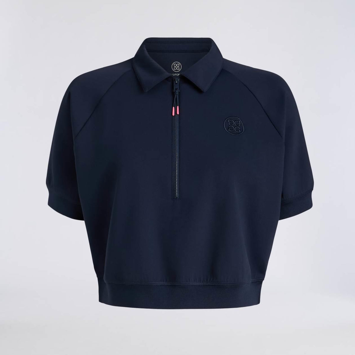 Womens Cropped Stretch Scuba Quarter Zip Polo Twilight