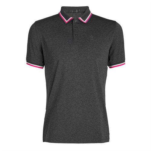 Melange Rib Collar Tech Jersey Polo Charcoal Heather Grey - AW23