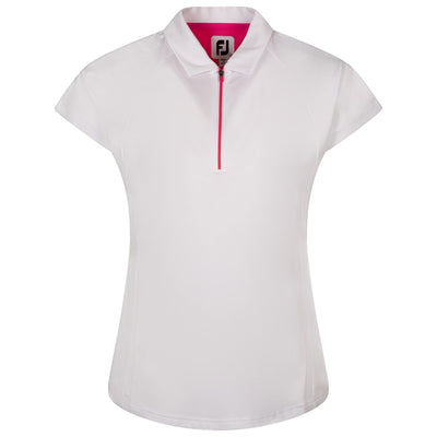 Womens Quarter Zip Color Block Shirt White/Pink - 2024