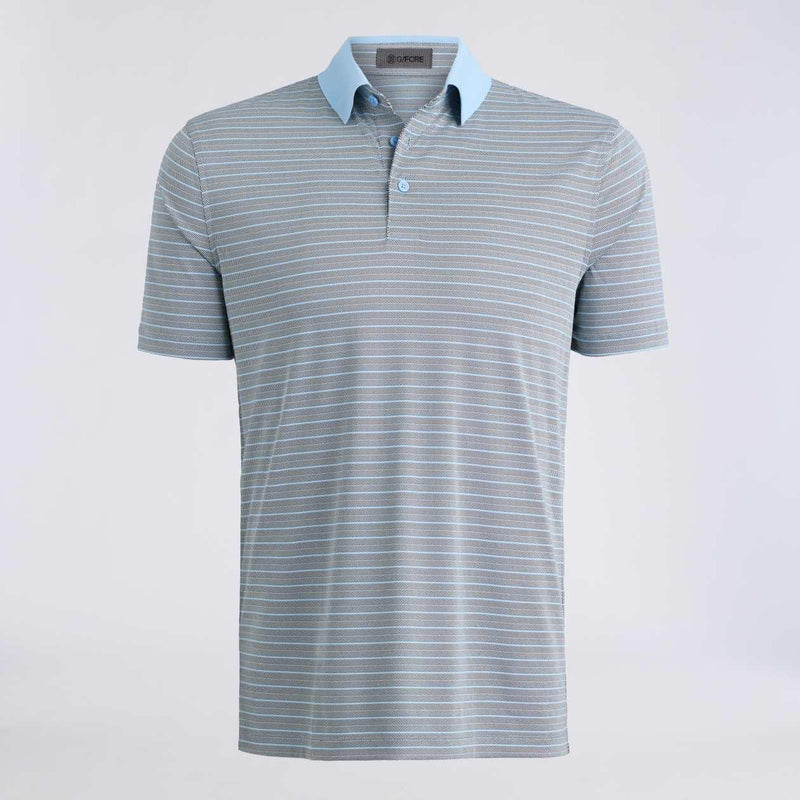 Herringbone Stripe Tech Jersey Polo Pine/Baja