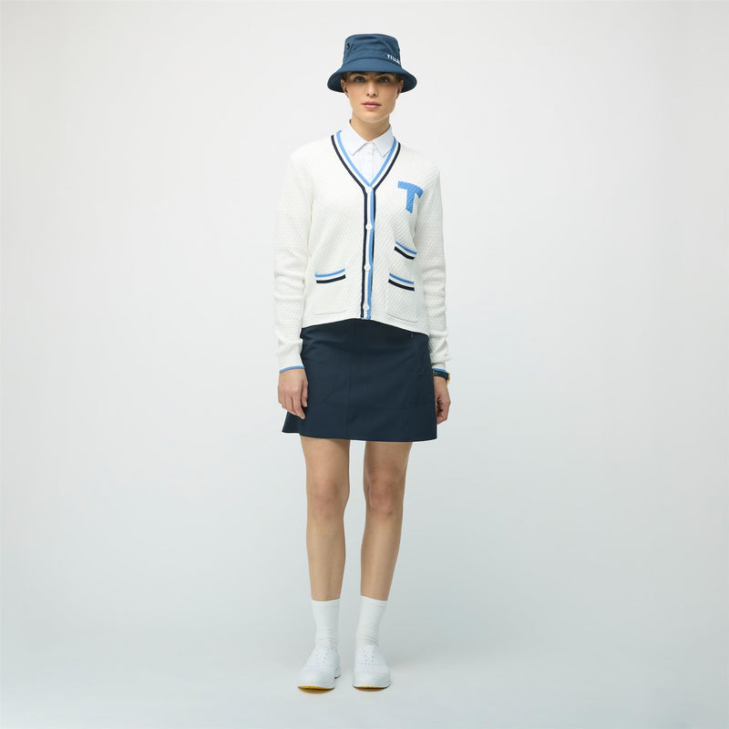 Womens T Cardigan White/Powder Blue