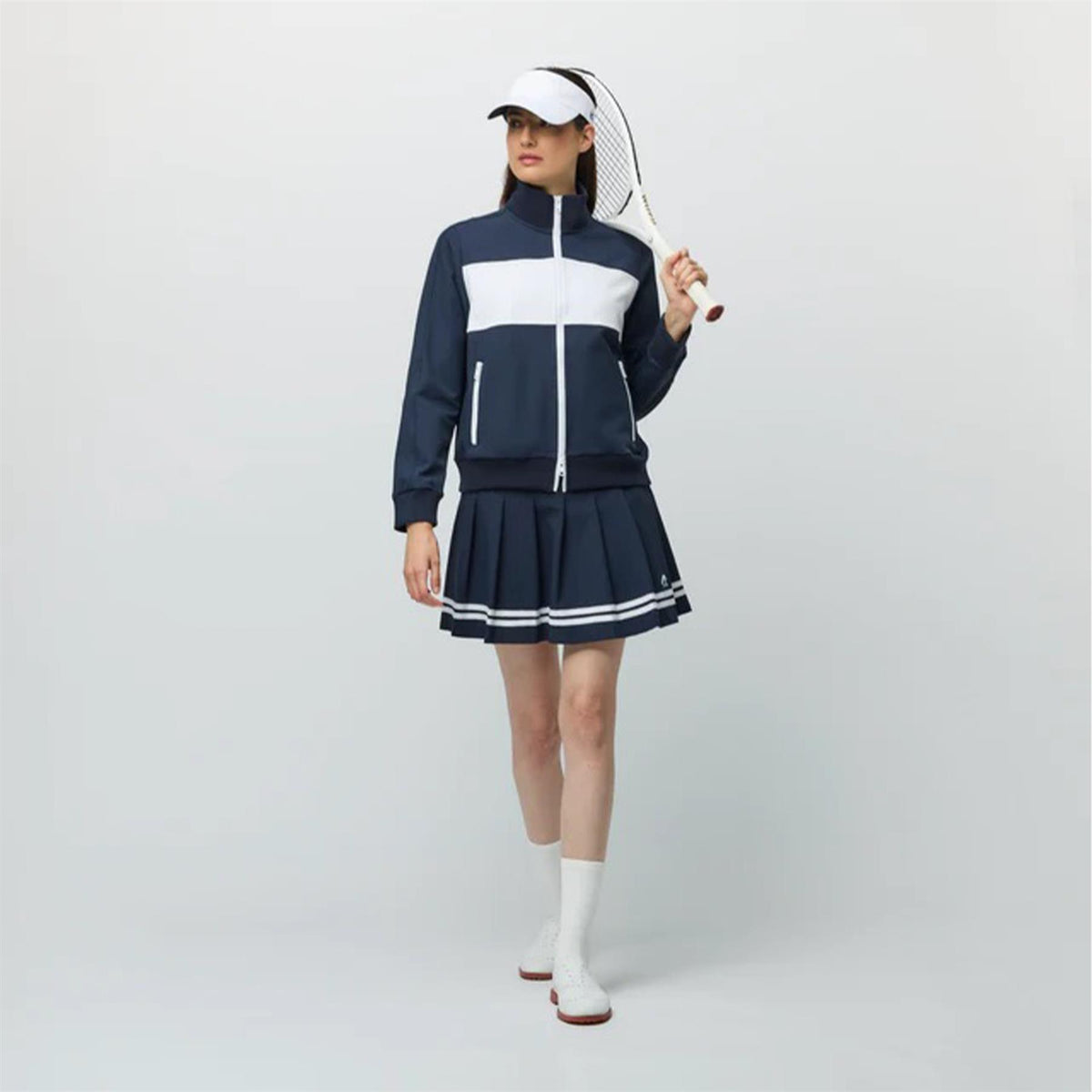 Womens Warm Up Jacket Navy/White