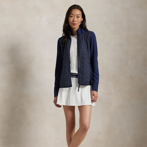 Womens RLX Full Zip Perforated Wool Jacket Refined Navy Polka Dot