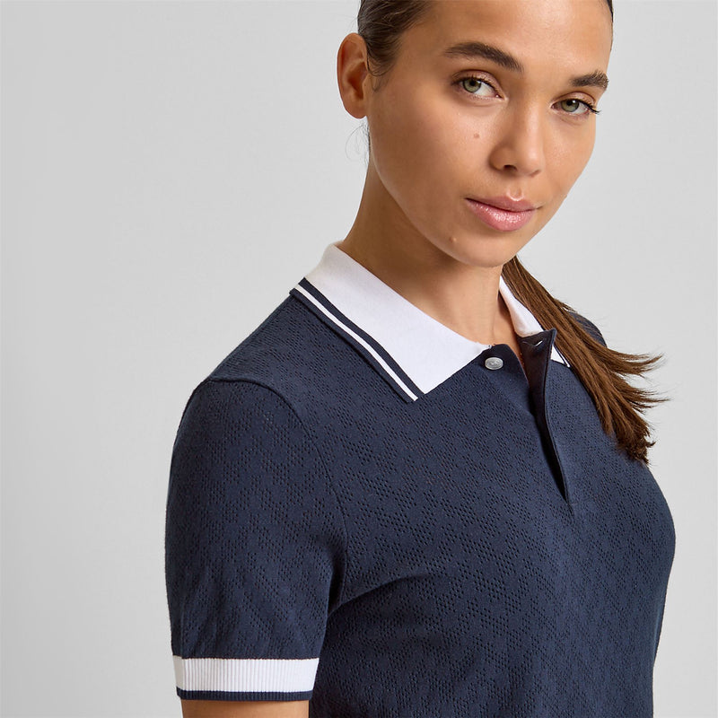 Womens Polly Pointelle Polo JL Navy