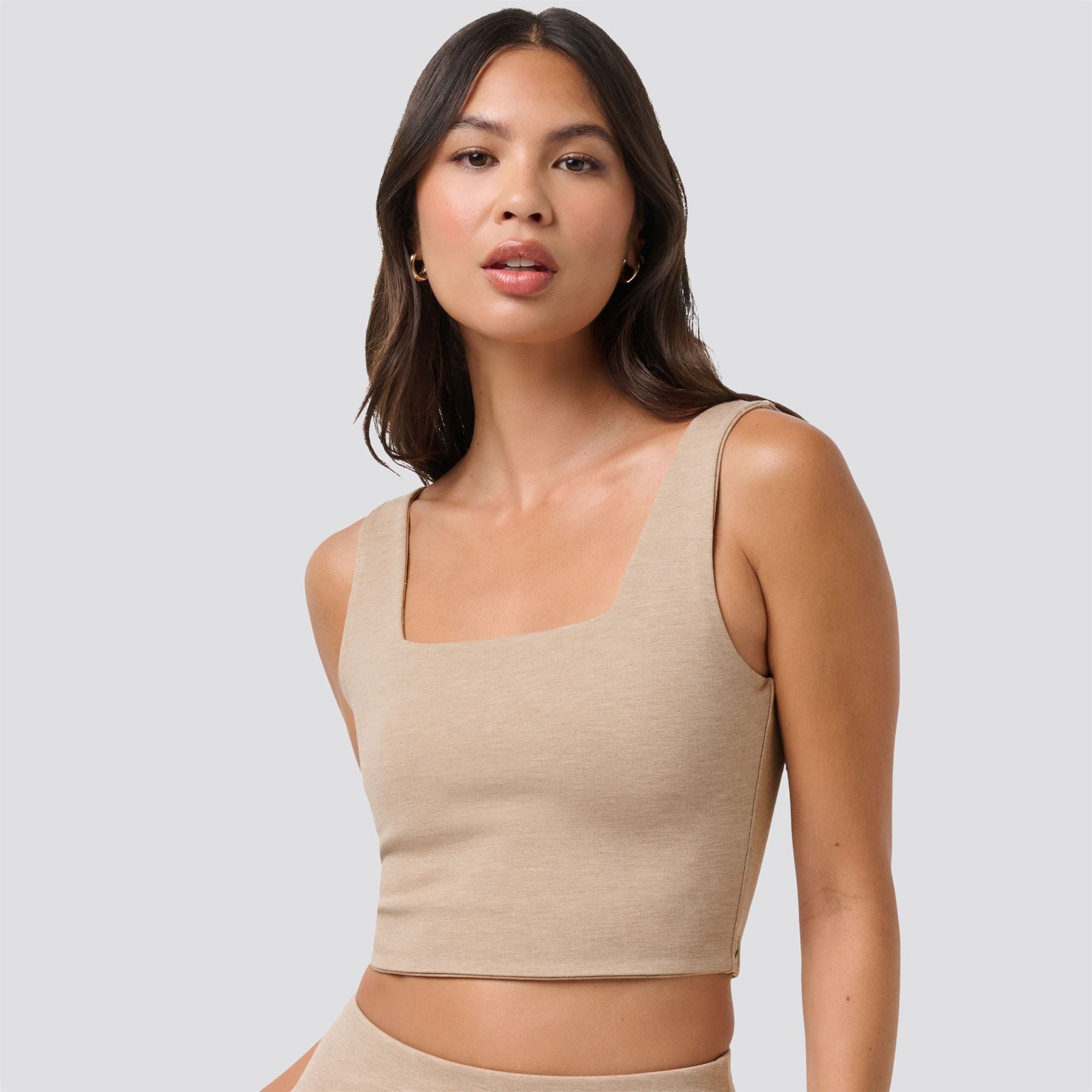 Womens Friday Ponte Square Tank Top Heather Portabella