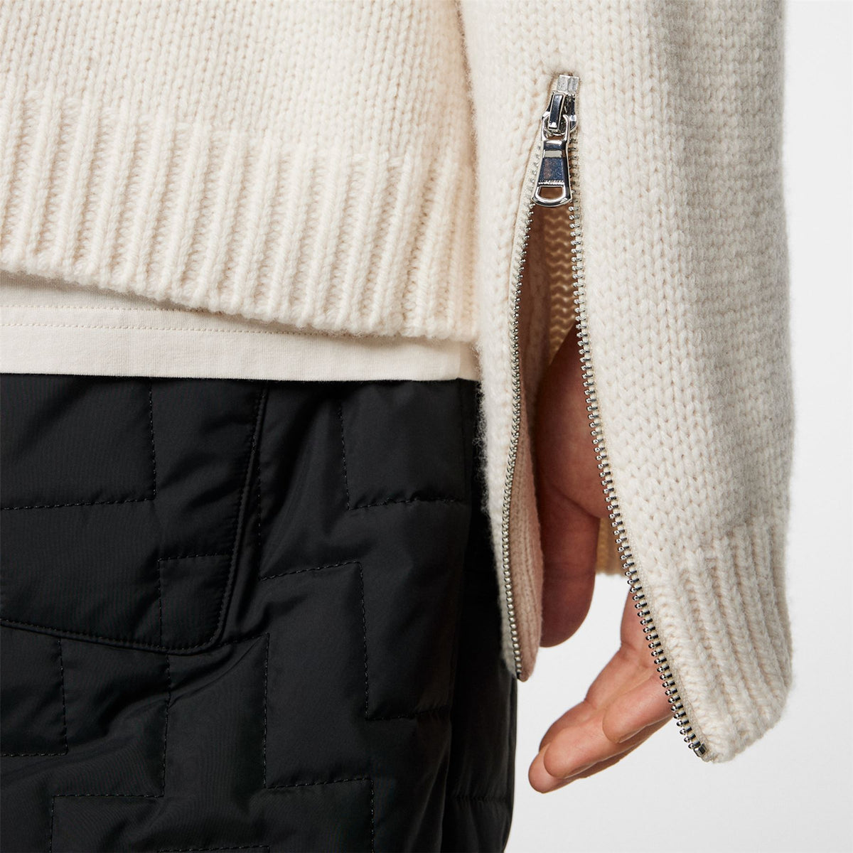 Kessler Biker Zip Knitted Jacket Moonbeam