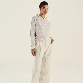 Malbon Golf Alessia Windbreaker Pullover Ivory Multi | TRENDYGOLF USA