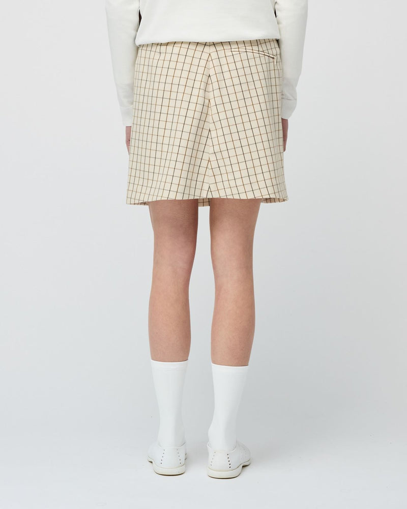 Womens Retro Check A Line Skirt Cream Check