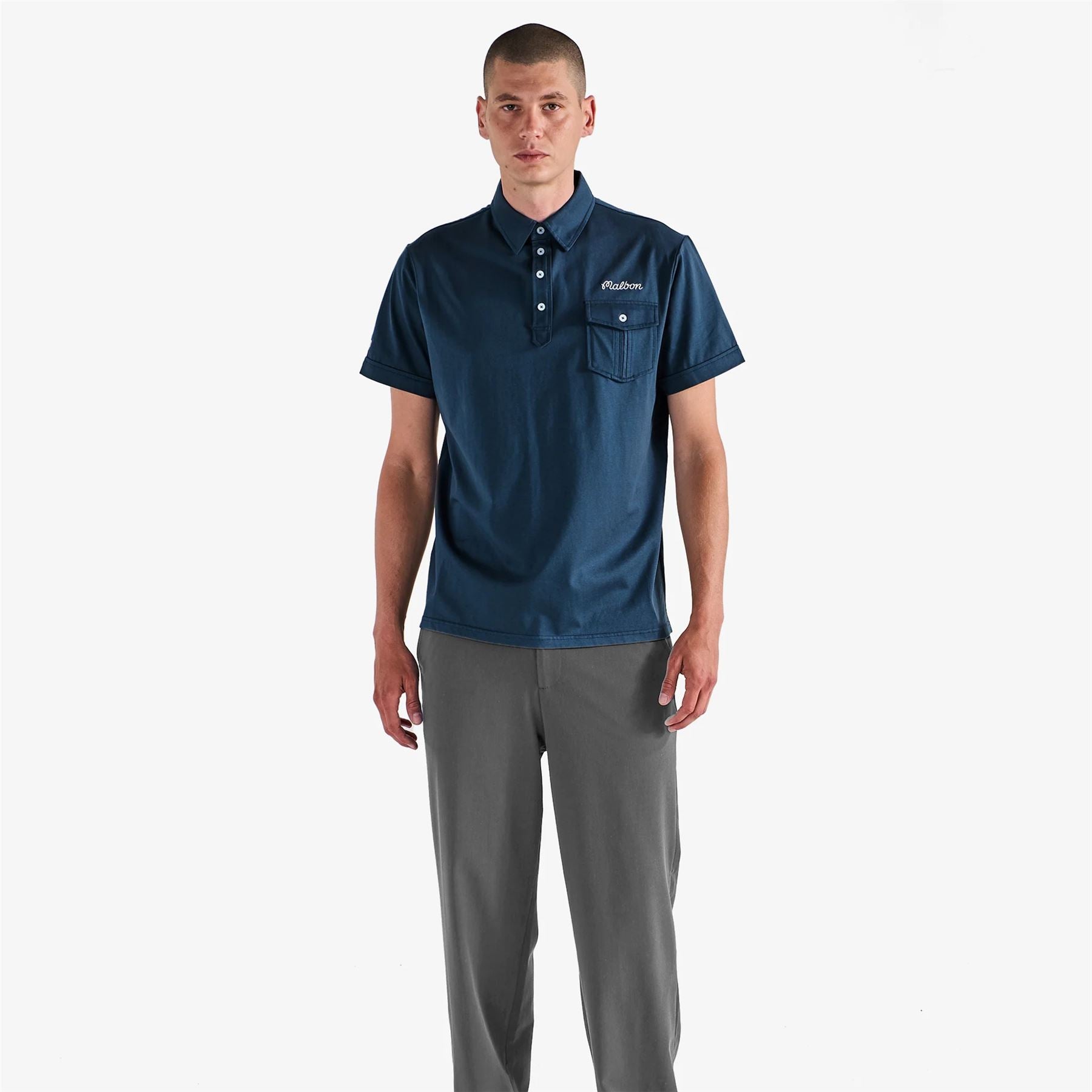 x Jesper Parnevik Single Pocket Cotton Polo Navy