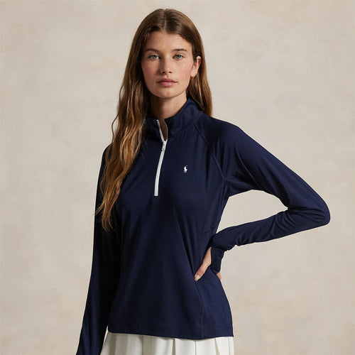 Womens RLX Stretch Jersey Quarter Zip Mid Layer Refined Navy