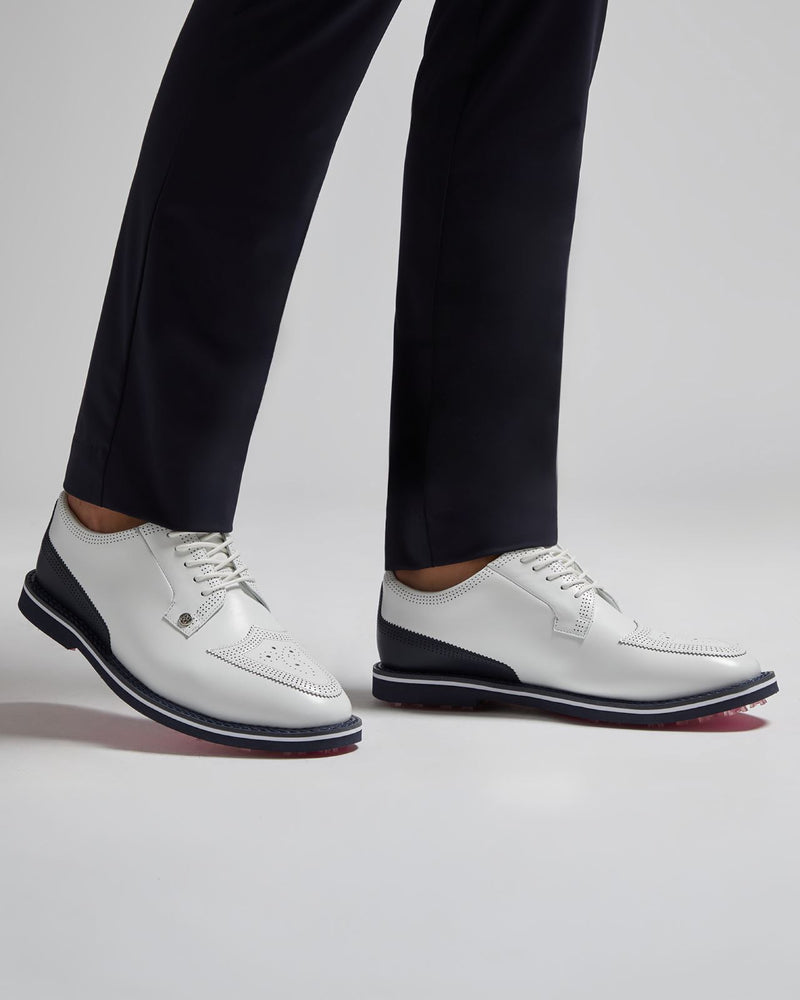 GALLIVANTER Leather Brogue Golf Shoes Snow/Knockout Pink