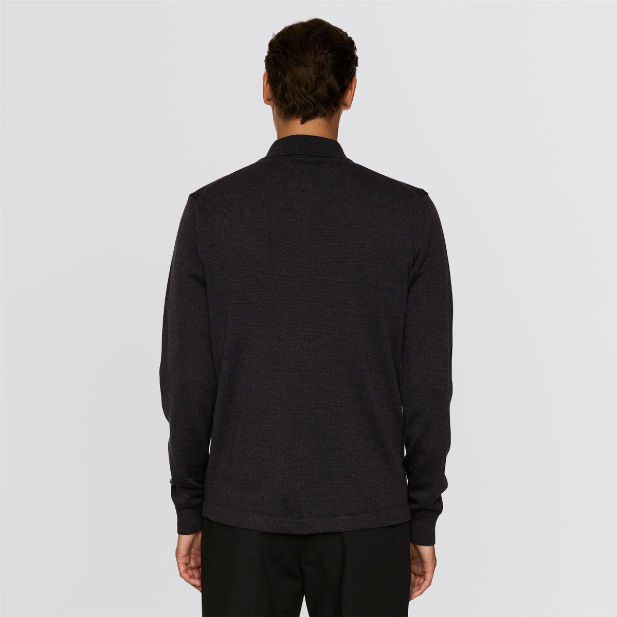 Kaleb Merino Zip Cardigan Dark Gray Melange