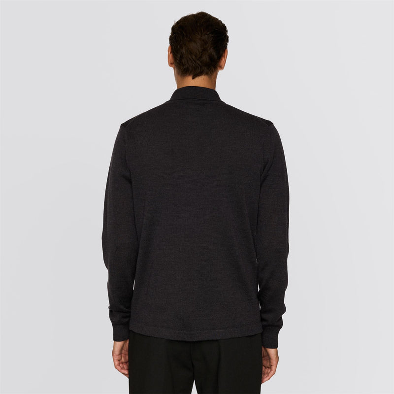 Kaleb Merino Zip Cardigan Dark Gray Melange