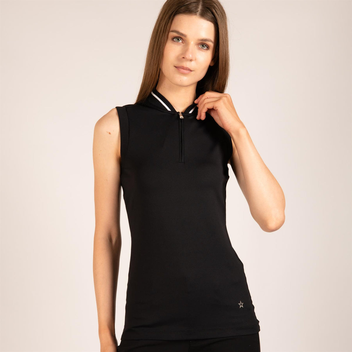Womens The Maddie Sleeveless Polo Black