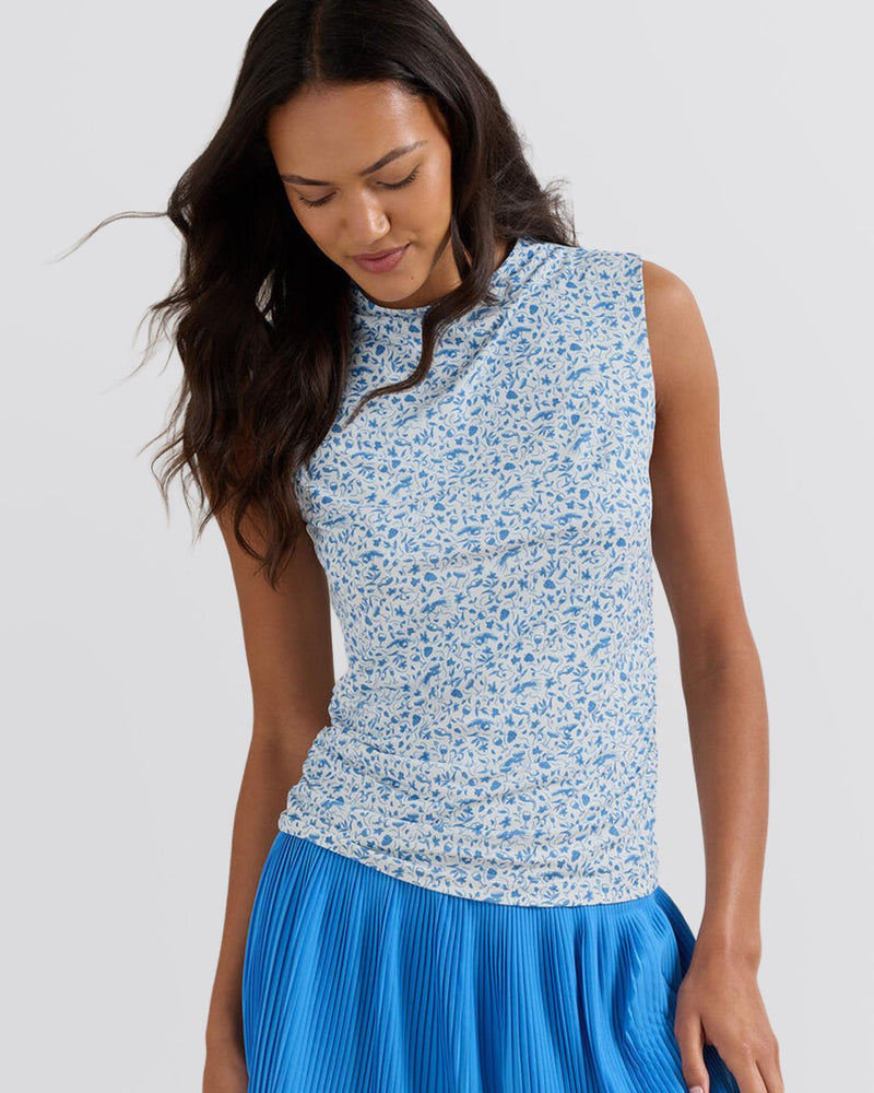 Womens Rachel Vino Flora Ruched Sleeveless Top