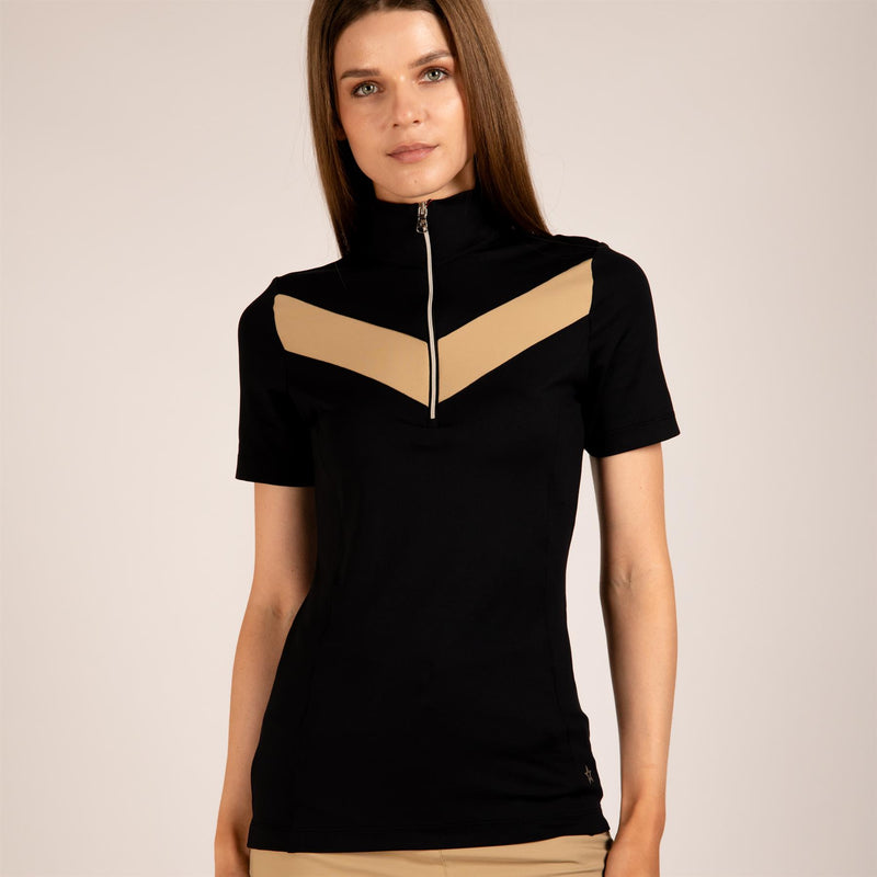 Womens The Carrie Short Sleeve Top Black/Khaki