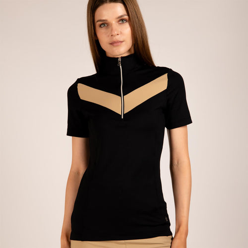 Womens The Carrie Short Sleeve Top Black/Khaki