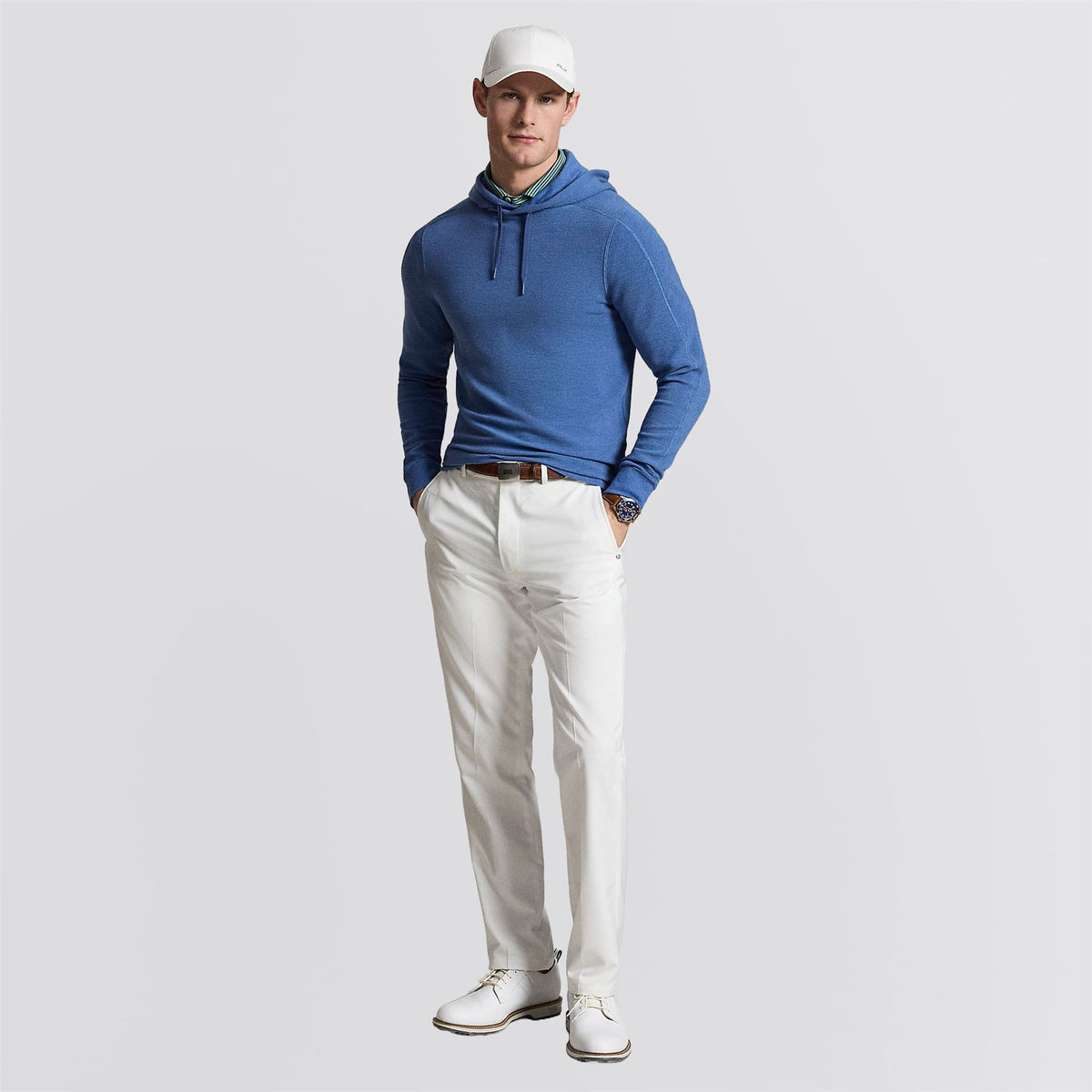RLX Performance Tech Waffle Knit Hoodie Fog Blue Heather