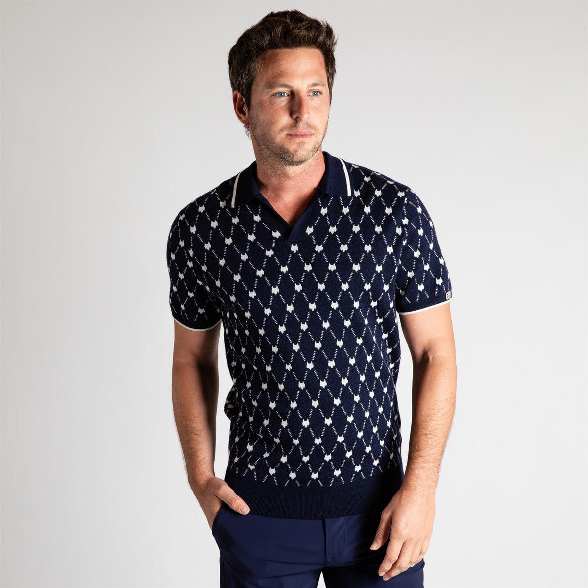 Wolf Chain Johnny Collar Saratoga Polo Maltese Blue