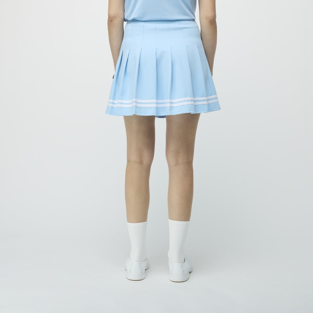 Womens Ribbon Pleated Skirt Powder Blue/White