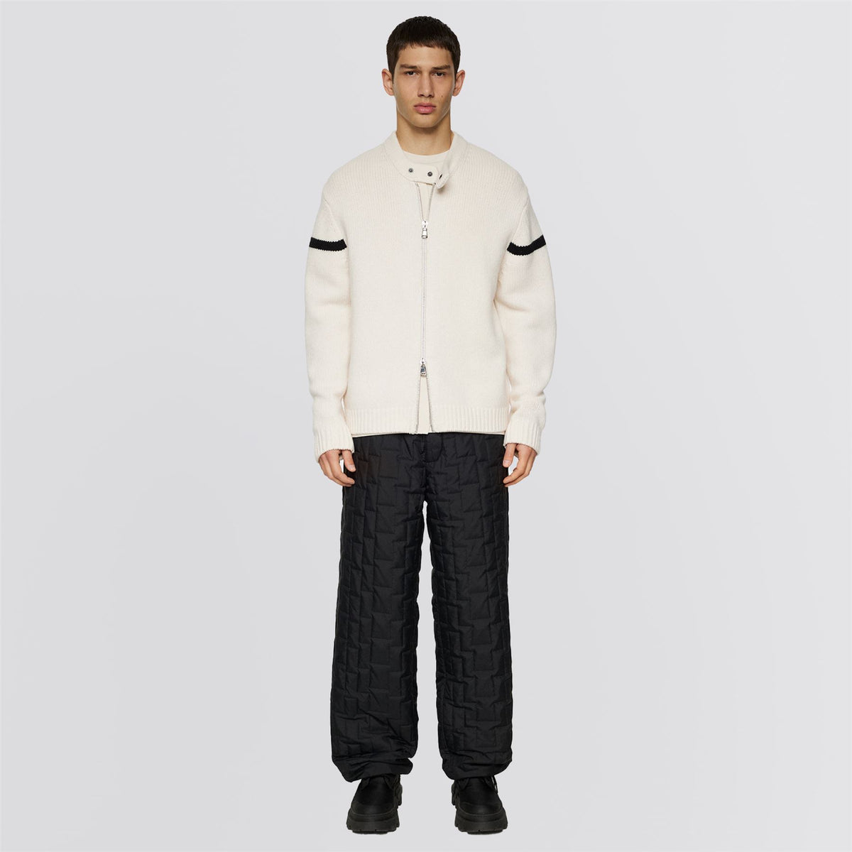 Kessler Biker Zip Knitted Jacket Moonbeam