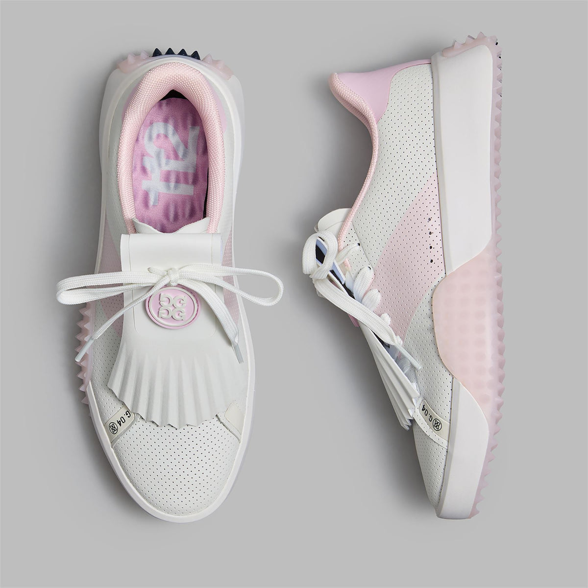 Womens G.112 Perforated Kiltie Golf Shoes Snow/Blush