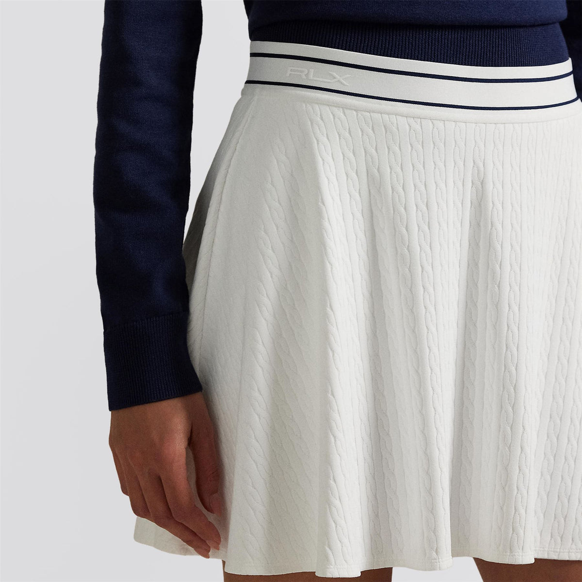 RLX Womens Cable Motif A-Line Skort Ceramic White/Refined Navy Multi