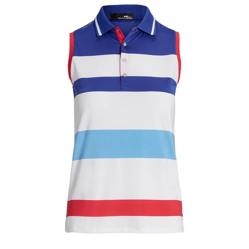 Womens Sl Str Polo-Sleeveless-Polo Shirt Pure Wht/ Ryl Bl/ Fl Bl/Maui R - SU23