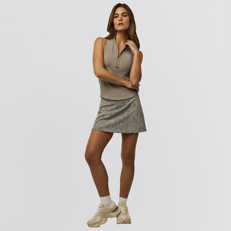 Womens Sleeveless Vesta Mock Neck Polo Clay