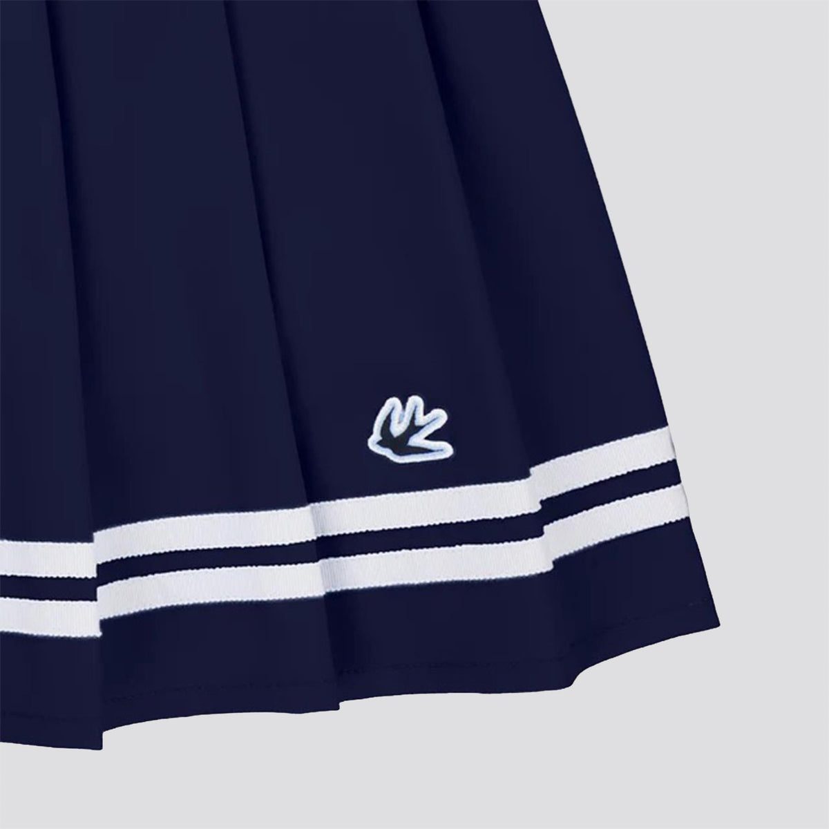 Womens Ribbon Pleated Skirt Navy/White