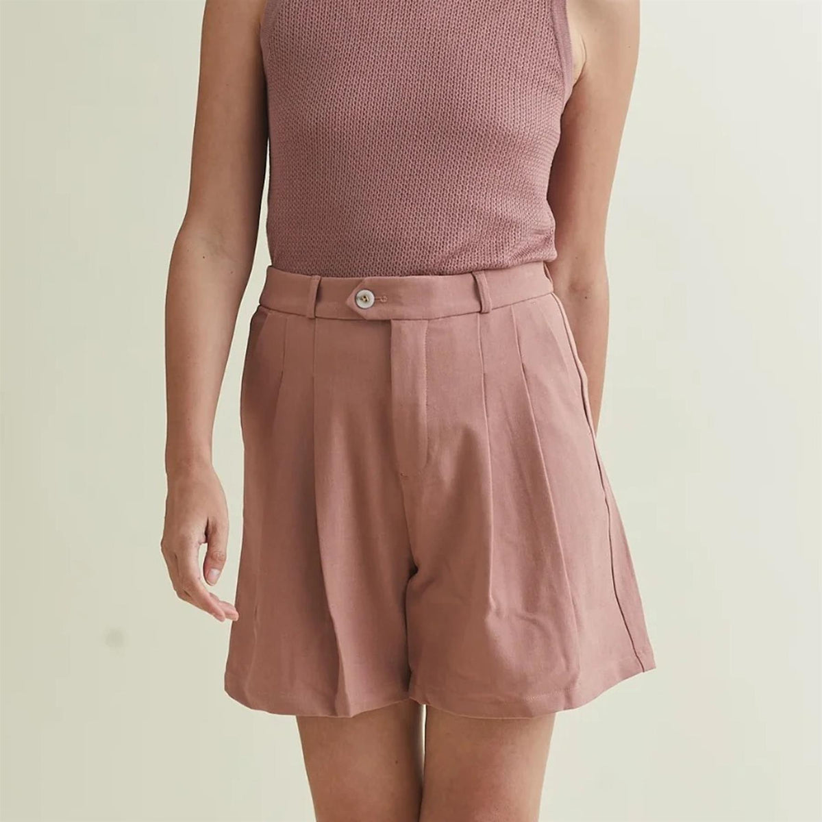 Womens Trouser Shorts Mauve