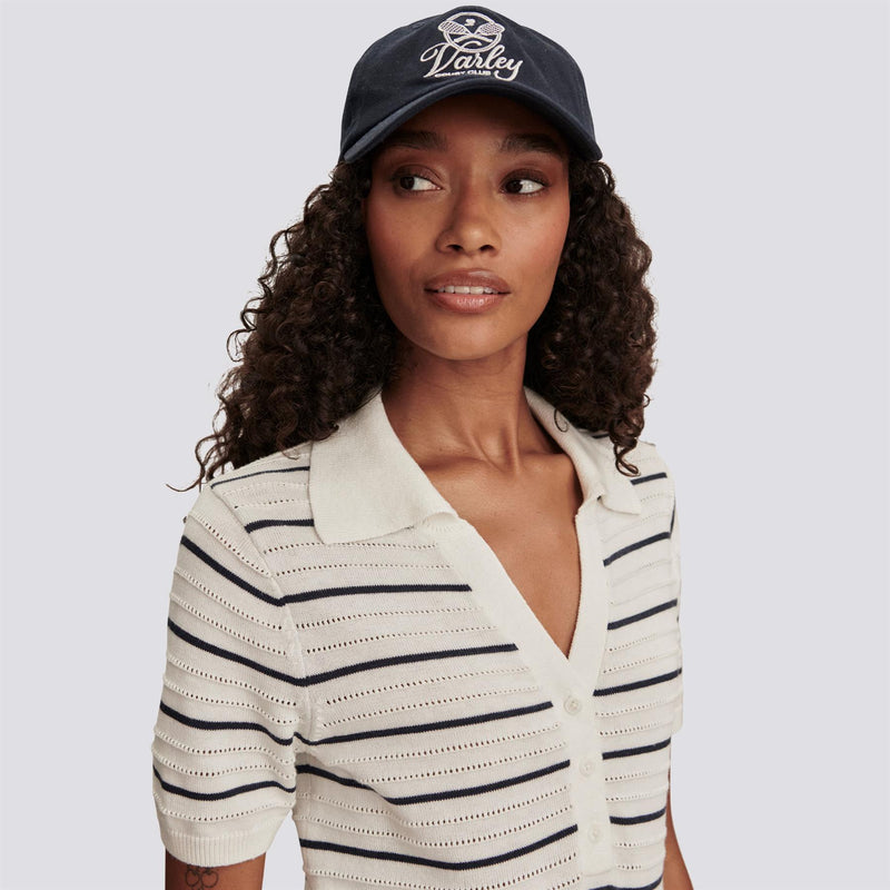 Womens Wren Knit Polo White/Blue Nights