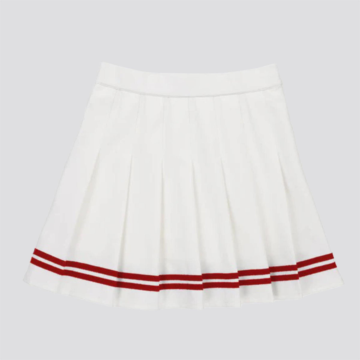 Womens Ribbon Pleated Skirt White/Sport Red