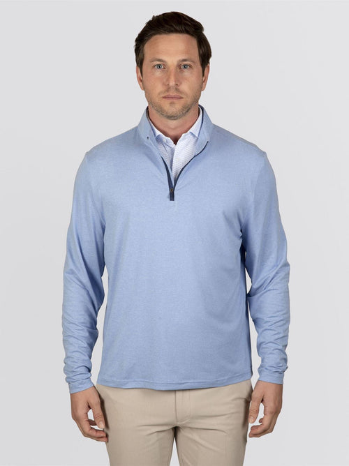 The Royce Quarter-Zip Pullover Heathered Horizon Blue