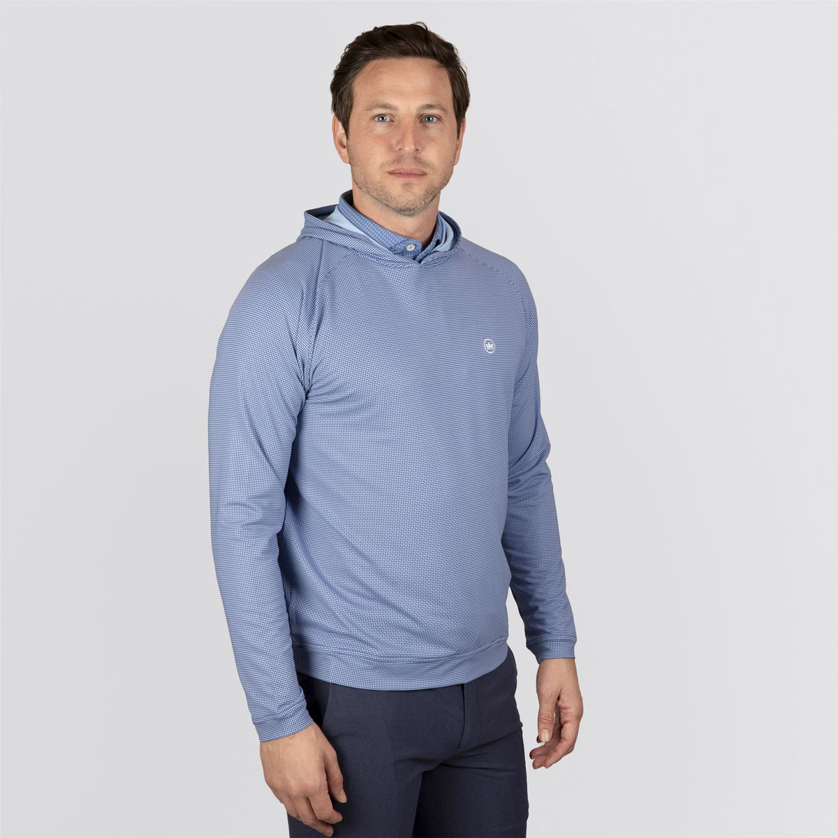 Pine Houndstooth Performance Hoodie Sport Navy